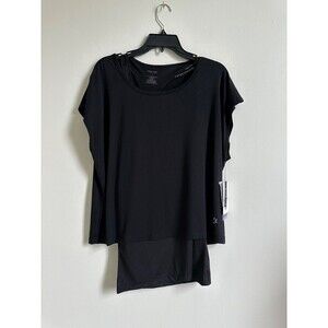 Nine West Active Womens size Small top black 2 in 1 short sleeve S $42 USD